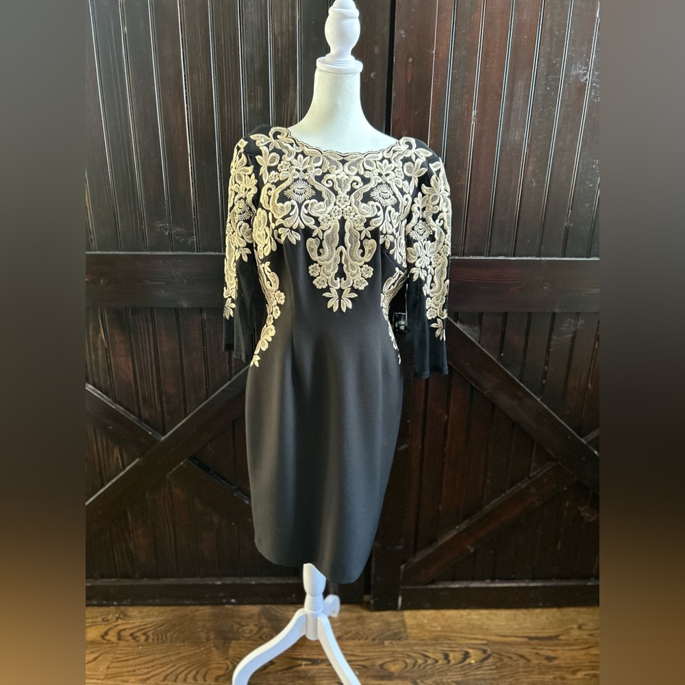 Black Dress with Gold Embroidery